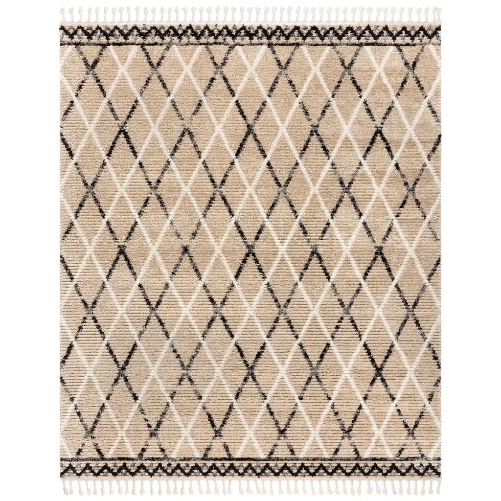 Gertmenian Rafe Casual Bohemian Tribal Plush Short Shag Microfiber Indoor Area Rug Collection With Fringe - 5' 3" X 7' - Stellan - Rectangle