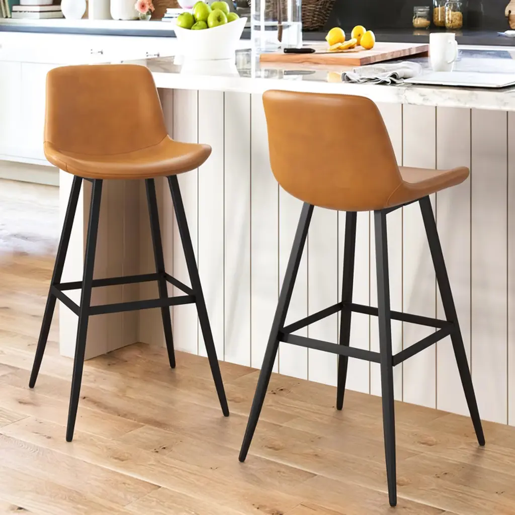 Arceso Counter Stool Set Of 2, 30 Inch Modern Bucket Barstool,  Bar Stools For Kitchen Island Restaurants ,Whiskey Brown