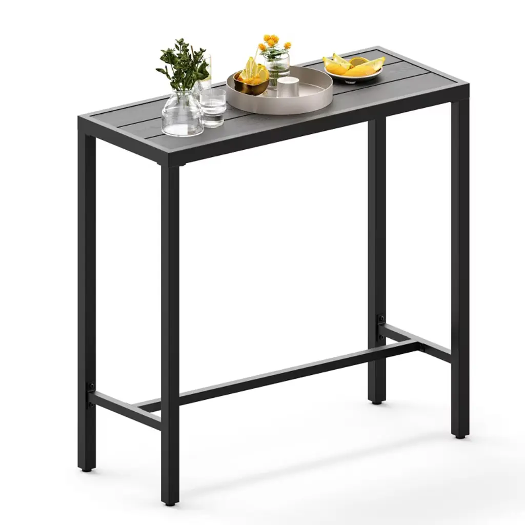 Rectangle Outdoor Bar Table, Weatherproof Counter Height Pub Table For Patio, Balcony, Garden, Yard & Poolside