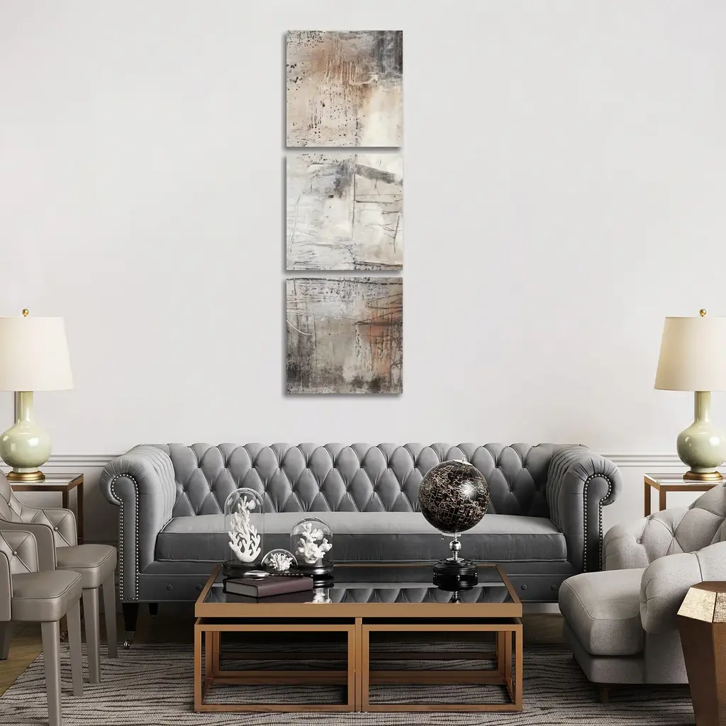 Icanvas "Black, White & Bronze I" By Jennifer Goldberger 3-Piece Canvas Wall Art Set - 60x20x1.5