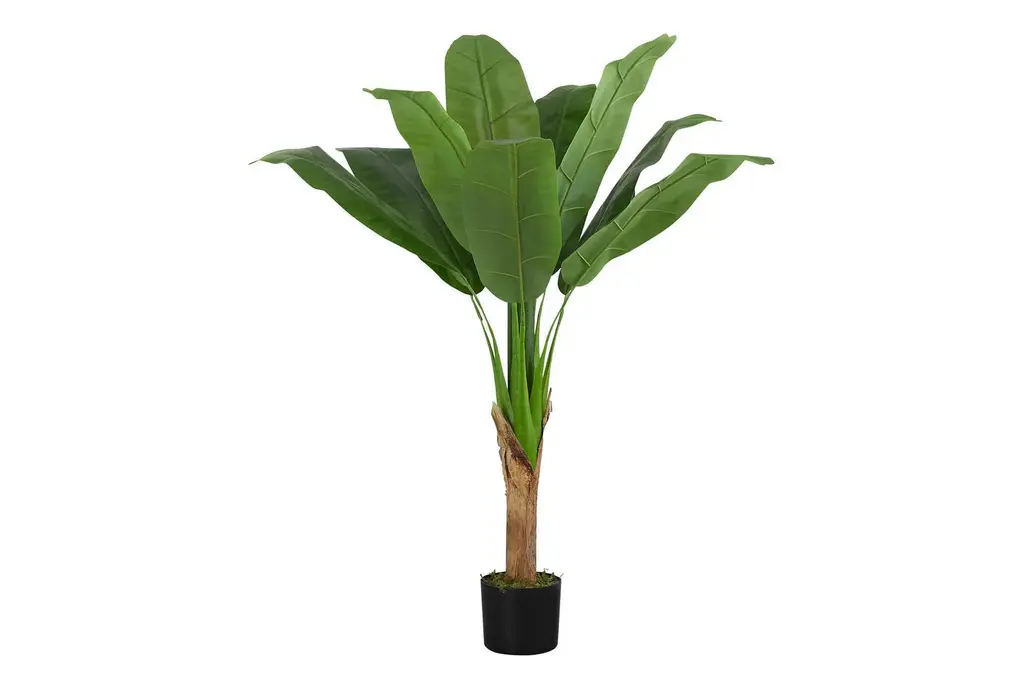 43" Green Plastic Artificial Banana Tree In Black Pot