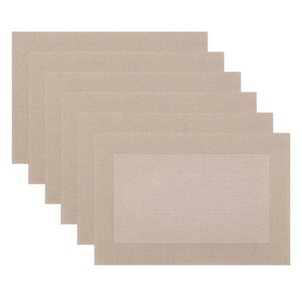 Ray Star Classical Placemat Woven Checkered Set Of 6 - 12"×18" - Brown