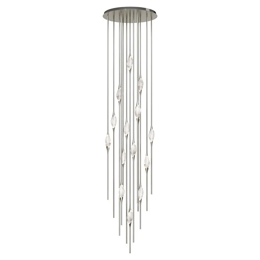 "Il Pezzo 12 Cluster Chandelier" - Height 350cm/137" - Nickel - Crystal - Leds