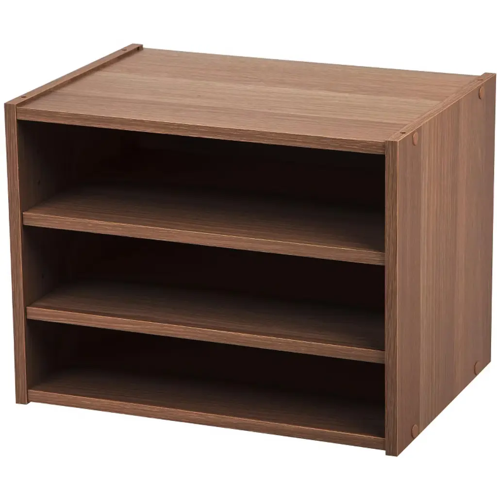 Iris Usa Tachi Modular Wood Storage Organizer Box With Adjustable Shelves, Dark Brown