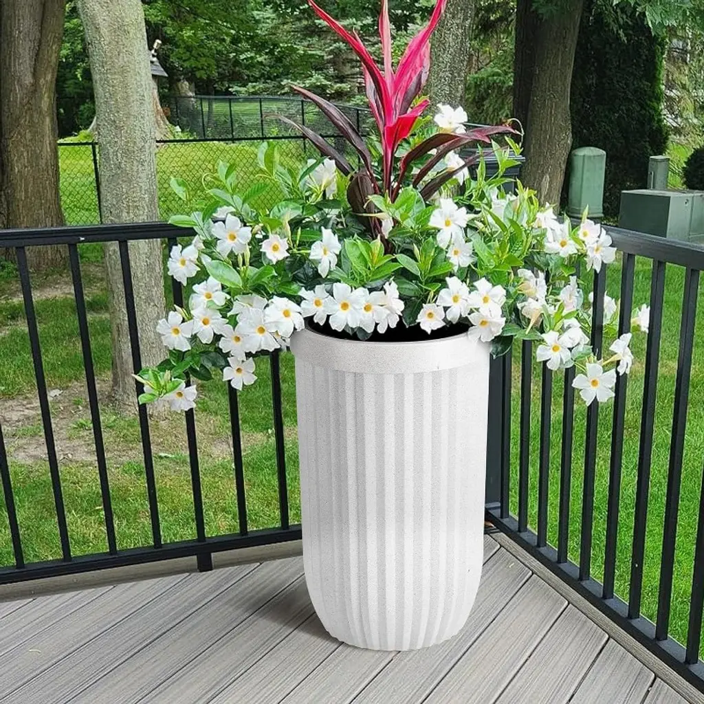 Self Watering Pots, Outdoor Marble Finish Tall Planters With Water Level Monitor, Large Plant Pots For Indoor Plants, Home, Office, Patio