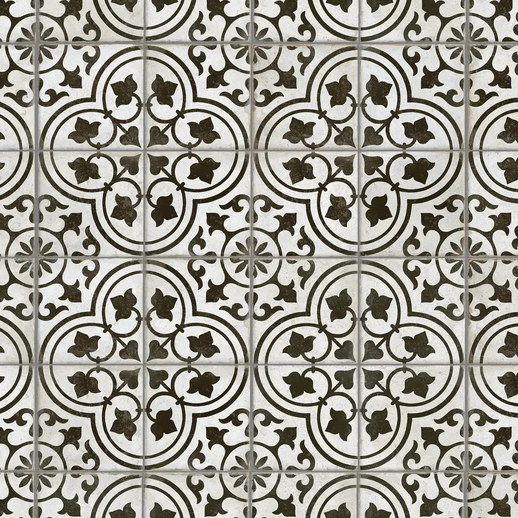 Merola Tile Kings Ornate Nero 17-5/8" X 17-5/8" Ceramic Floor And Wall Tile - Case (6 Tiles)