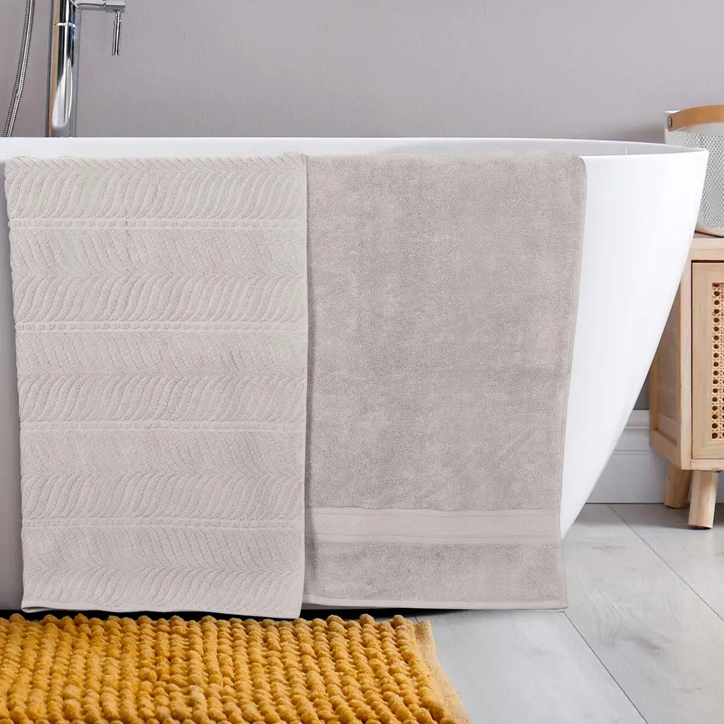 Superior Chevron Zero Twist Solid And Jacquard Cotton Bath Sheet Set Of 2 - Platinum