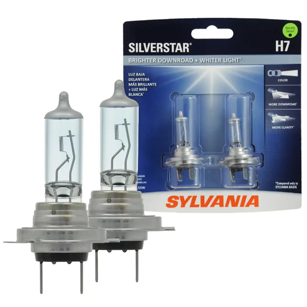 Sylvania H7 Silverstar High Performance Halogen Headlight Bulb, (Contains 2 Bulbs)