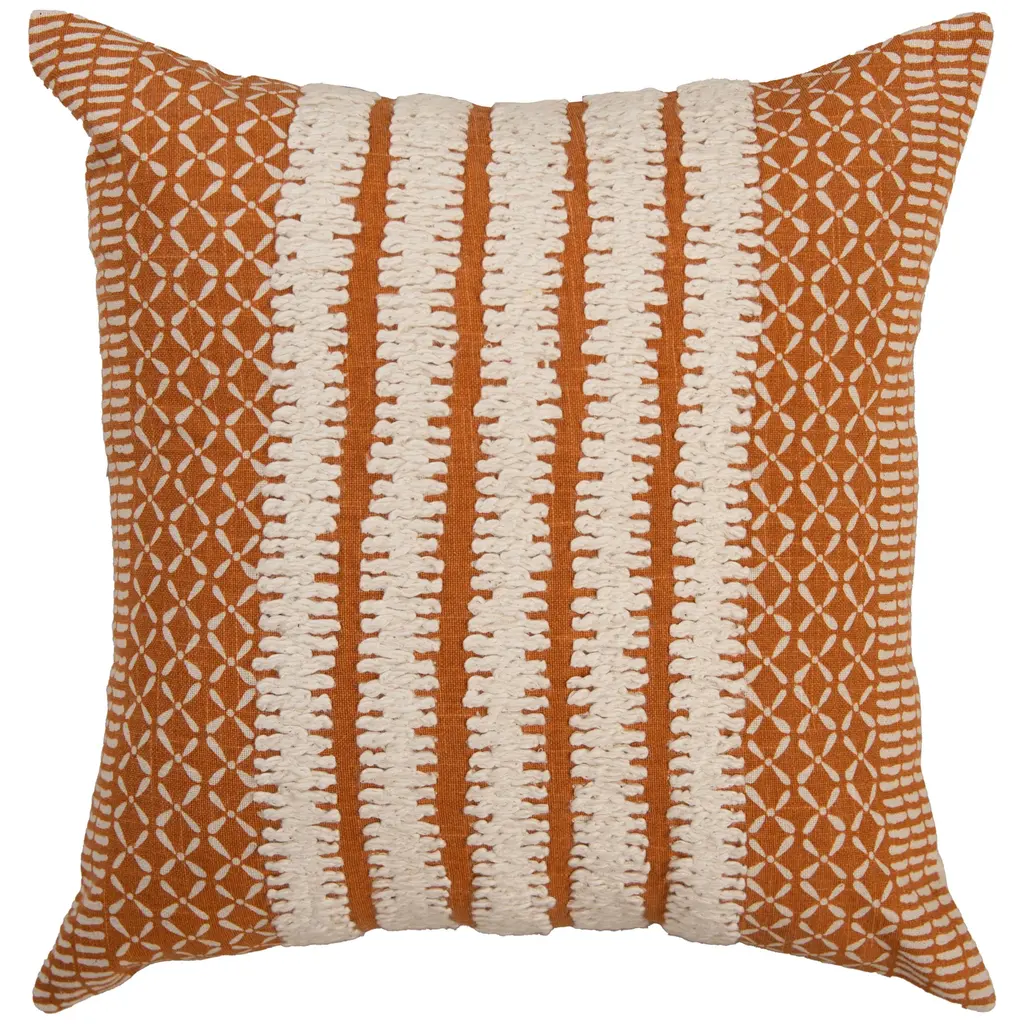 Printed Stripe Decorative Throw Pillow - Orange / Down Alternative