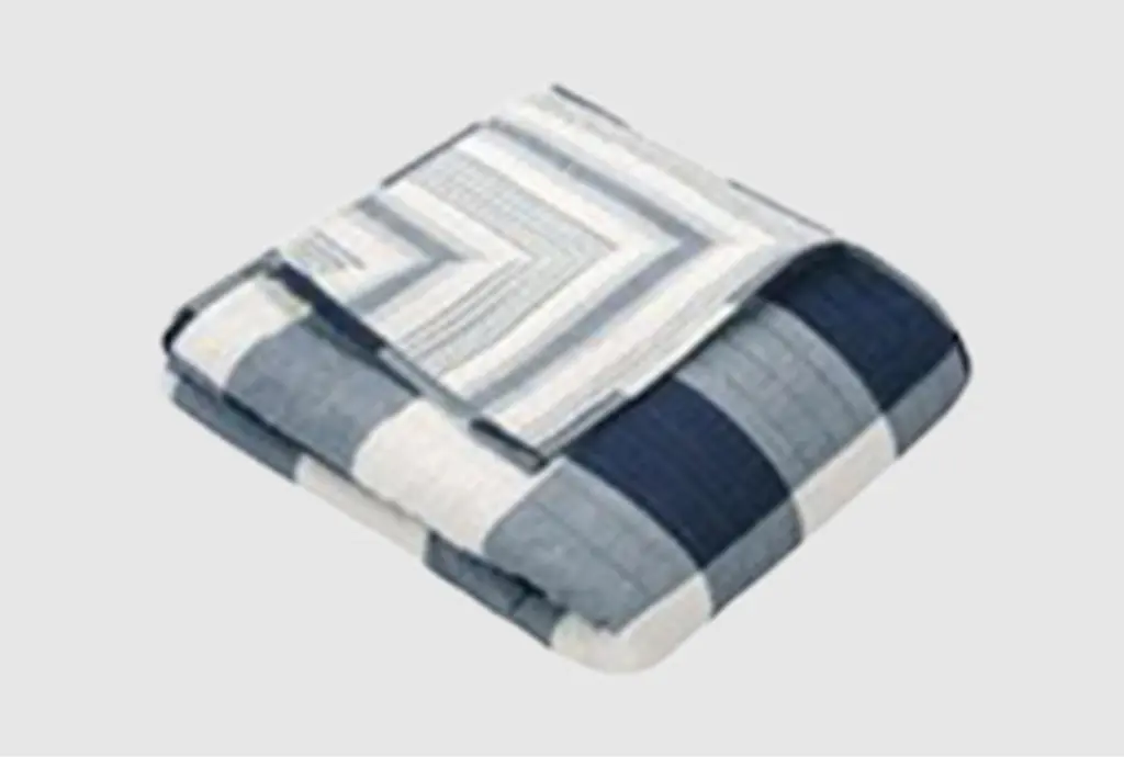 Quilted Cotton Throw Reversible Farmhouse Buffalo Plaid To Stripe Navy