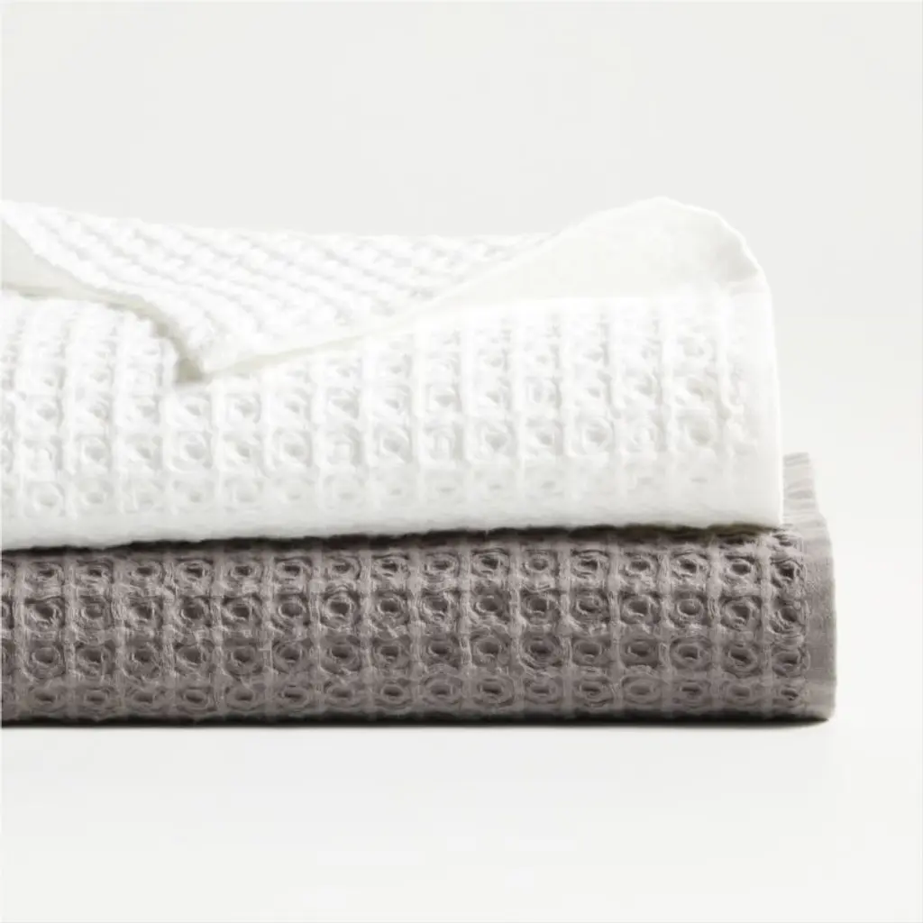 Crate & Barrel Organic Cotton Waffle White Bath hotsell Towels