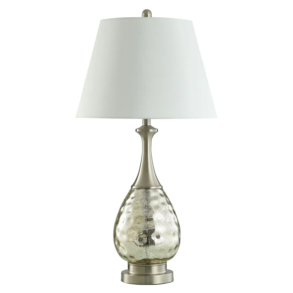 Stylecraft Northbay - Mercury Glass Table Lamp - White Shade - Mercury Glass, Silver