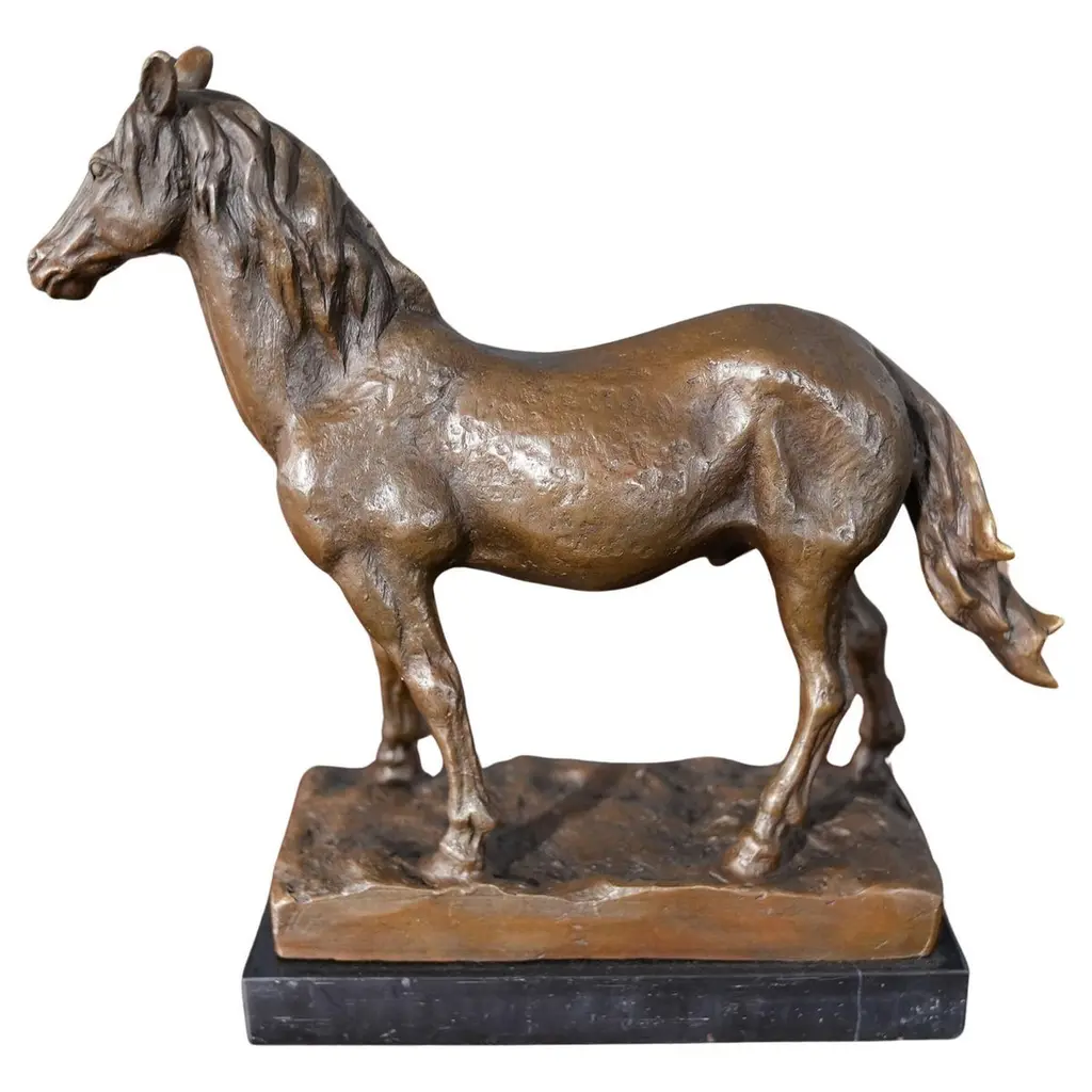 Bronze Horse On Marble Base