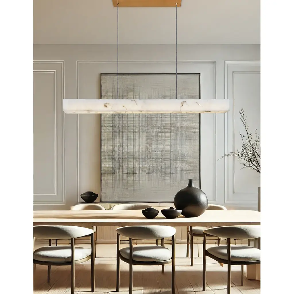 Justice Design Lumenaria - Medley 48" Led Linear Pendant - Faux Alabaster Shade - Brushed Brass