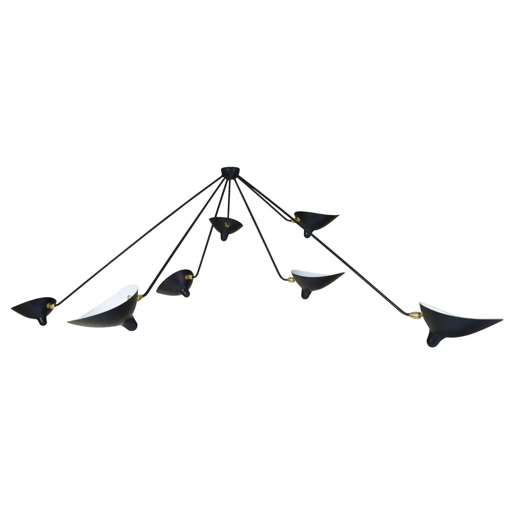 Serge Mouille - Spider Ceiling Lamp With 7 Arms In Black