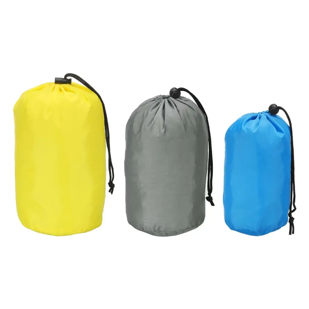 Unique Bargains Sleeping Bag Storage Drawstring Dust Waterproof Stuff Sack 3 Pcs S/m/l Sky Blue Gray Yellow