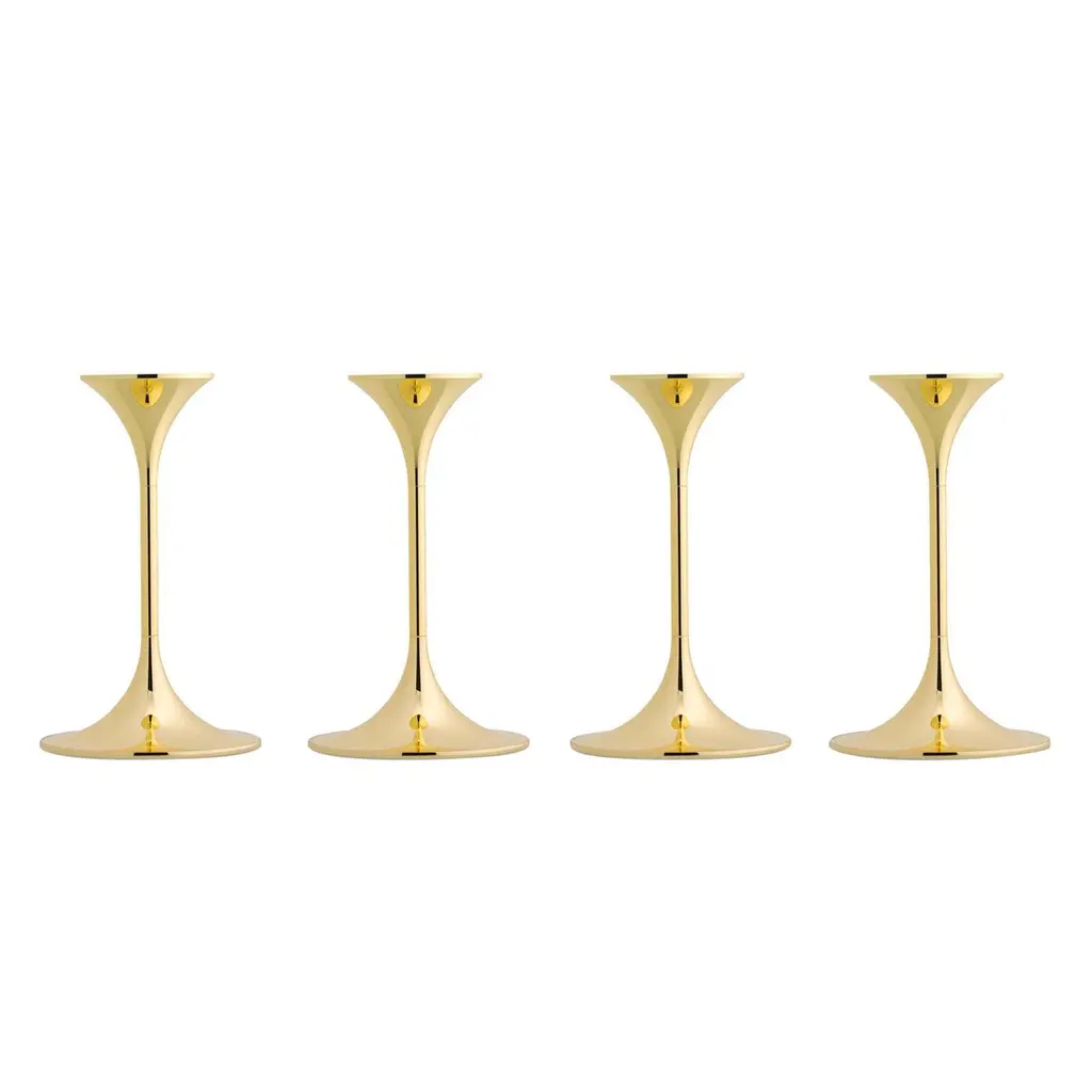 Set Of Four Max Brüel 'Jazz' Candleholders, Steel With Brass Plating