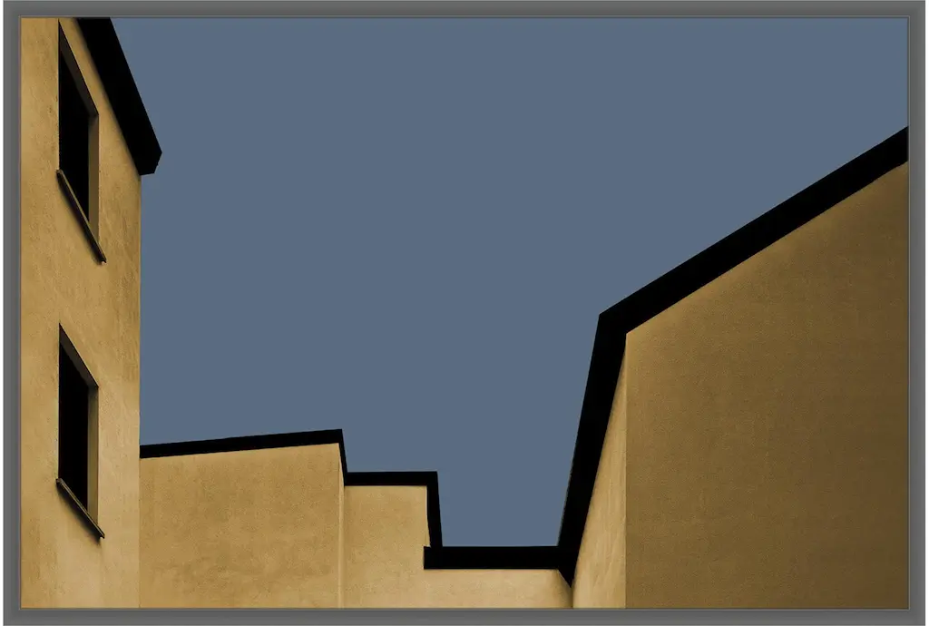 58x40 Yellow City With Dark Grey Frame | Made In The Usa | Framed Art | Print | Architecture | Horizontal