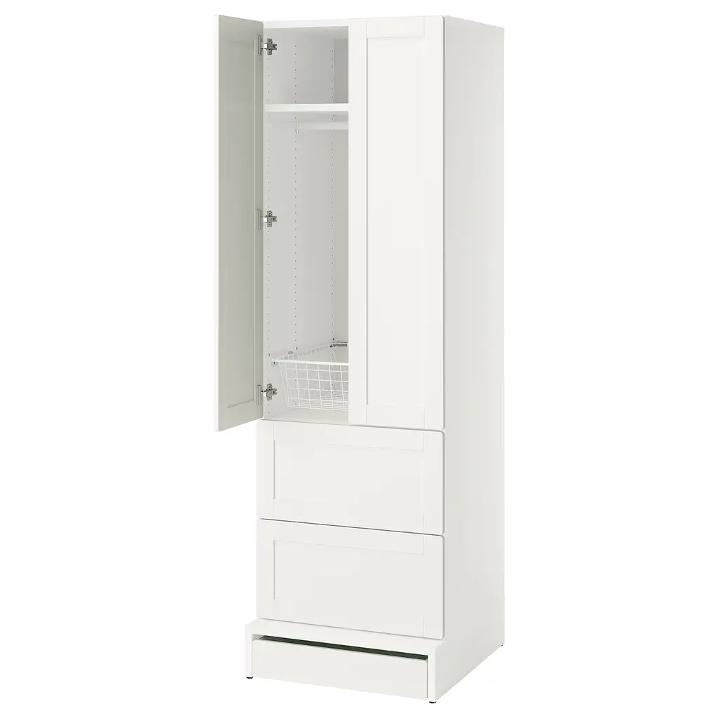 Småstad / Uppföra Wardrobe - White With Frame/with 2 Drawers 23 5/8x25 5/8x77 1/8 "