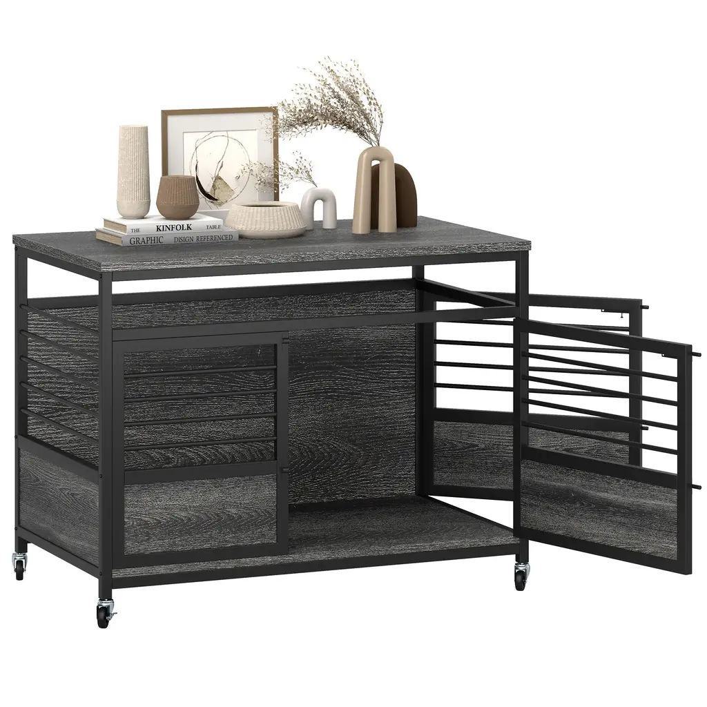 Moasis 24"/31"/39" Wooden Dog Crate Kennel End Table Furniture - 39" - Grey