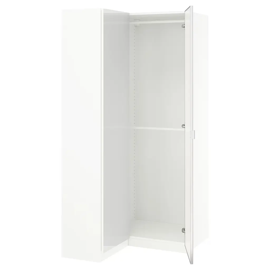 Pax / Fardal/åheim Corner Wardrobe - High Gloss White/mirror Glass 43 1/2/34 5/8x79 1/8 "