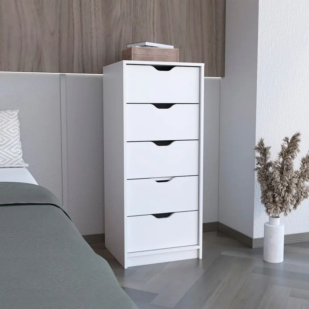 Cavinas  5 Drawers Dresser For Bedroom,modern Drawers With Free Handle For Kids Room,living Room,entry And Hallway,white