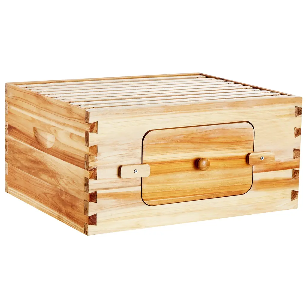 Bee Hive Deep Box Starter Kit, 100% Beeswax Coated Natural Cedar Wood, Langstroth Beehive Kit With 10 Frames And Foundations - Brown