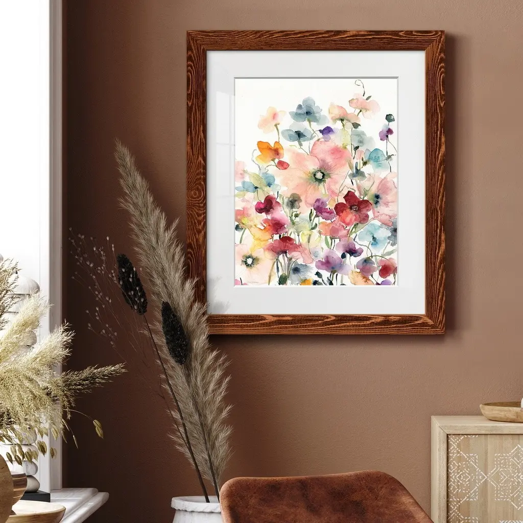 Poppies And Sweetpeas-Premium Framed Print - Ready To Hang - 17x20 - Grey