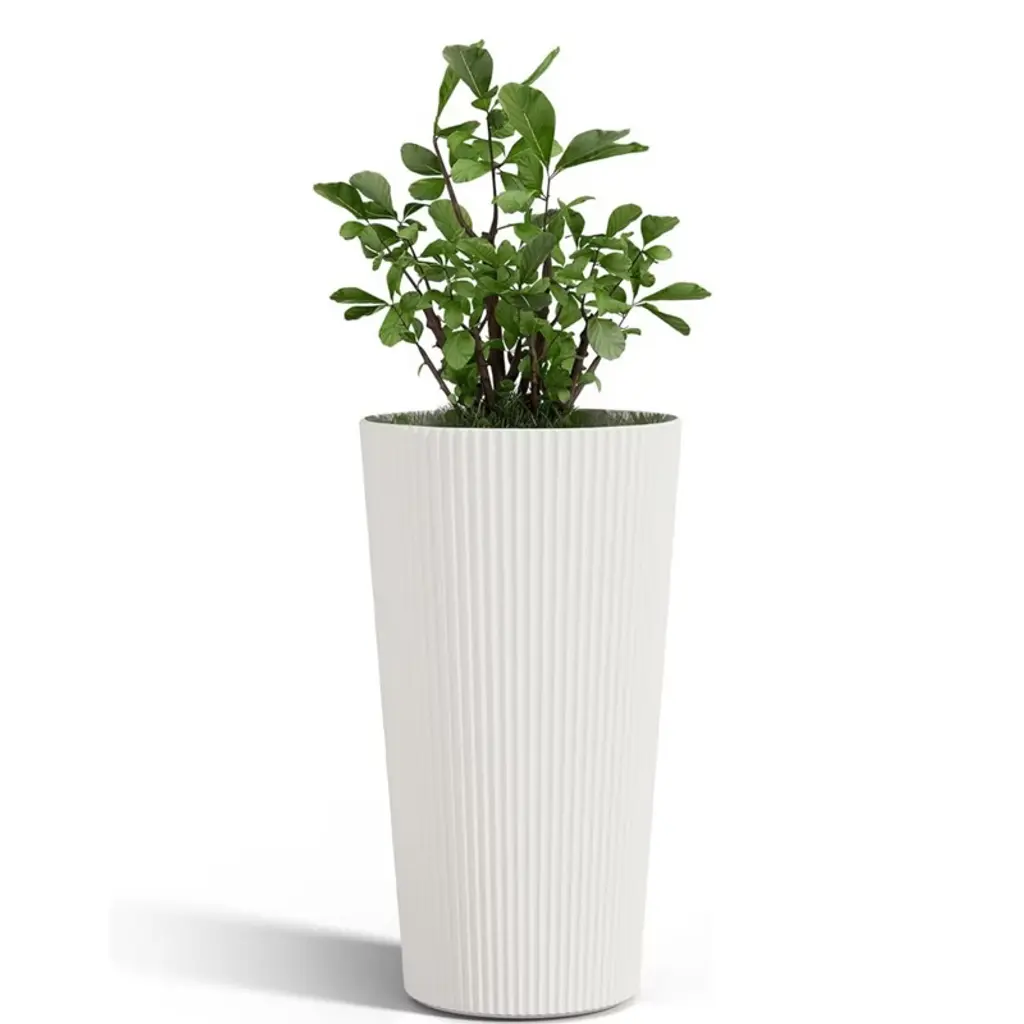 Sevobal Planters, Modern Flower Pot With Multiple Drainage Holes, Tall Planters For Gardens, Patios, And Indoor Spaces, 2Pcs, White, 13"*13"*23.6"