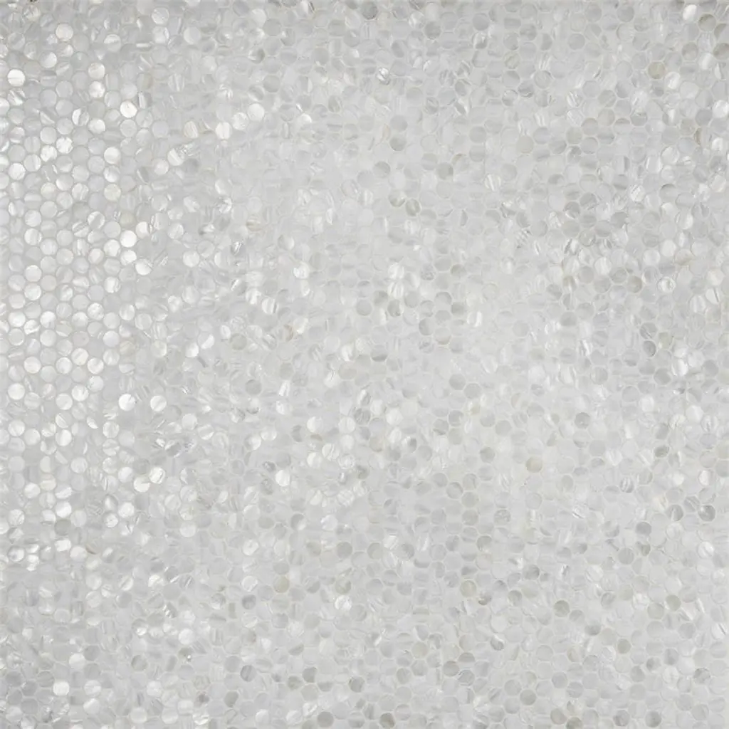 Merola Tile Conchella Mini Penny White 11-1/2" X 11-5/8" Natural Shell Wall Tile - (1 Tile)