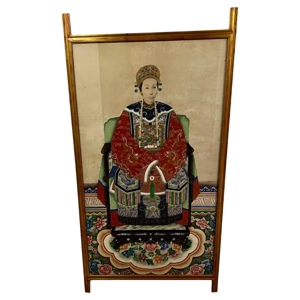 Ancestor Portrait Framed In Gold Leafed Frame