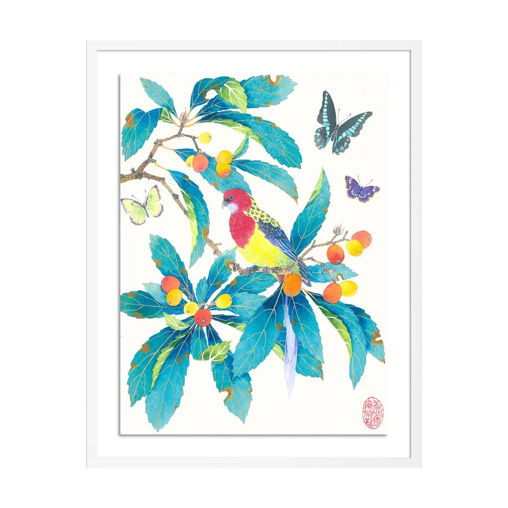 Gabby Malpas, Eastern Rosella And Loquats Painting