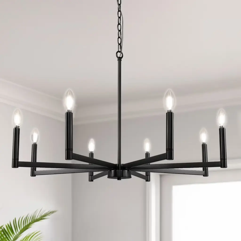 Doresshop 8-light Black Candelabra Chandelier With E12 Base For Dining Room Living Room Or Entryway, No Bulbs Included