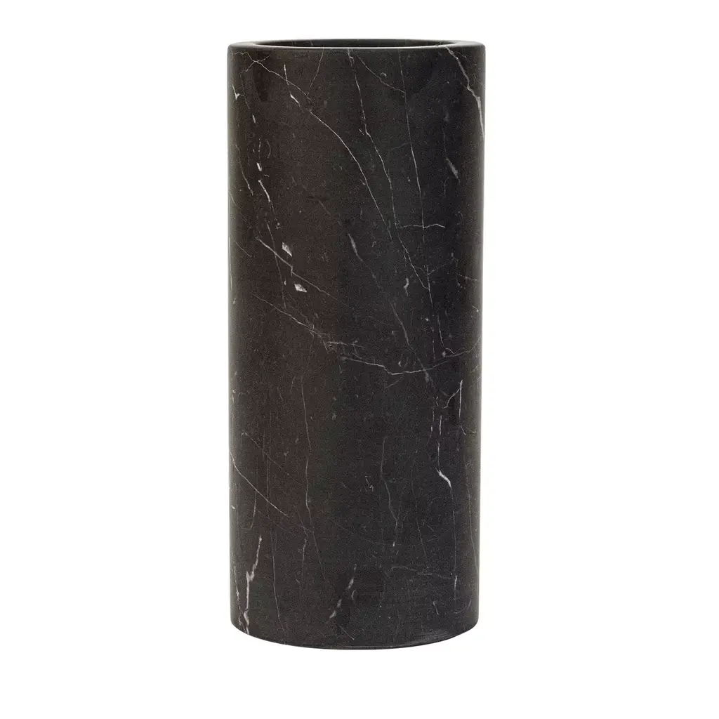 Black Marquina Marble Cylindrical Vase