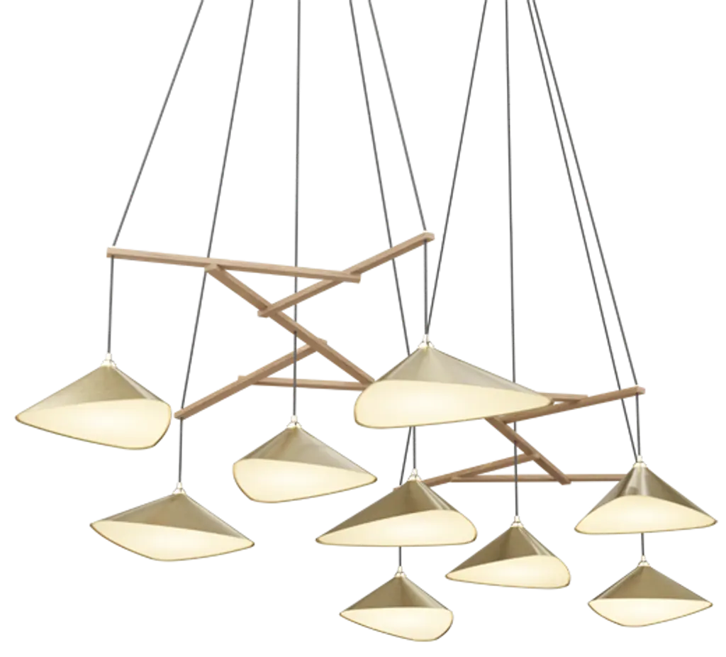 Emily Group Of Nine Hanging Lamp With Brass Shade From Moss Objects