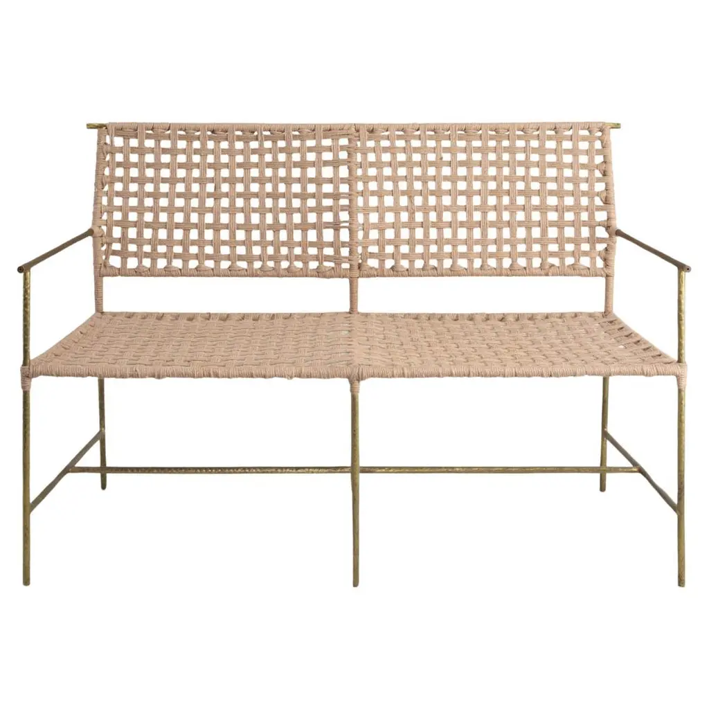 Twist & Knot Bench In Rope With Brass Legs, Viya By Vikram Goyal