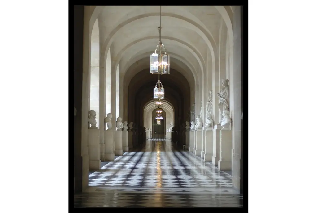 20"x24" Great Hall With Black Frame | Vertical | Photography | Architecture | Framed Canvas Art