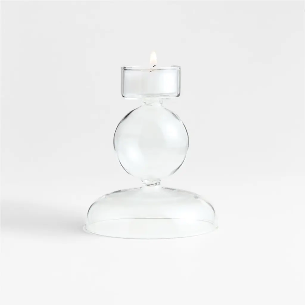 Venezia Small Clear Glass Tealight Candle Holder