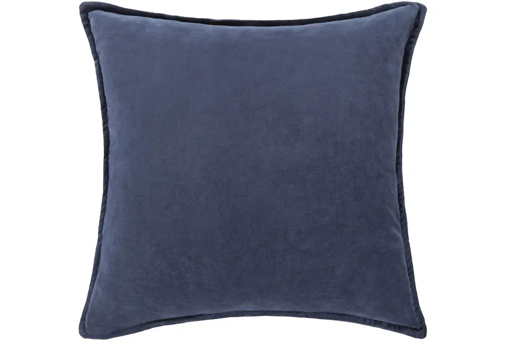 20" X 20" Faded Navy Cotton Velvet Accent Pillow By Surya | Machine Washable