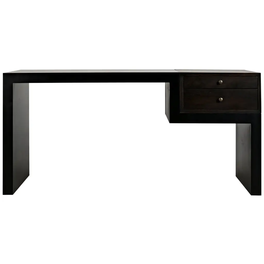 Noir Alvaro Desk, Black Steel With Ebony Walnut
