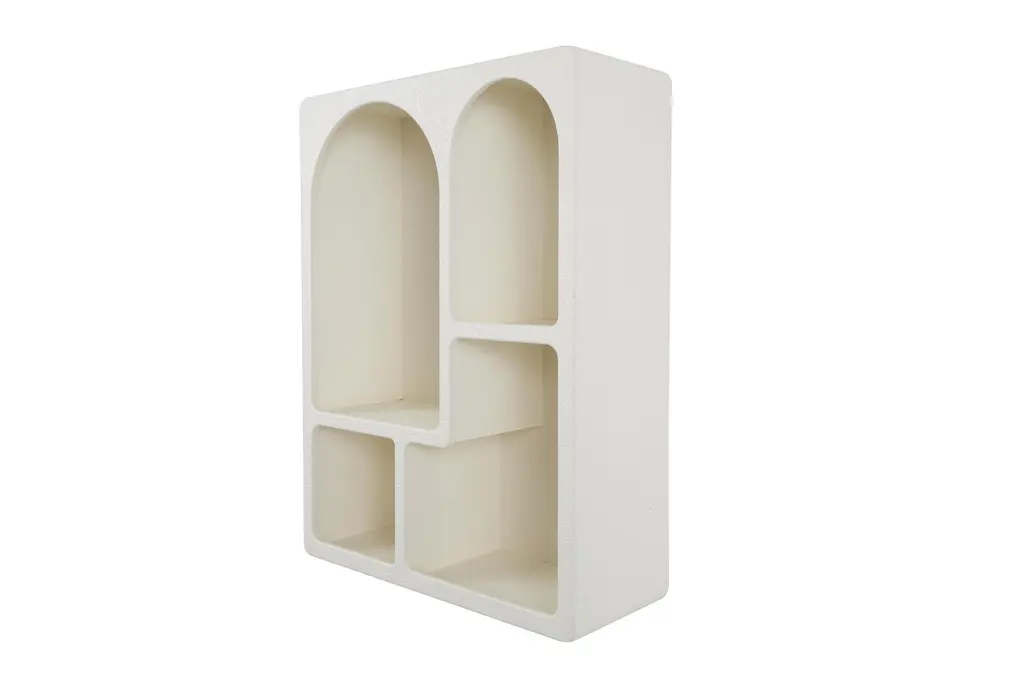 24x31 Cream White Beige Natural Wooden Mdf Geometric Arch Opening Wall Shelf | Rectangle