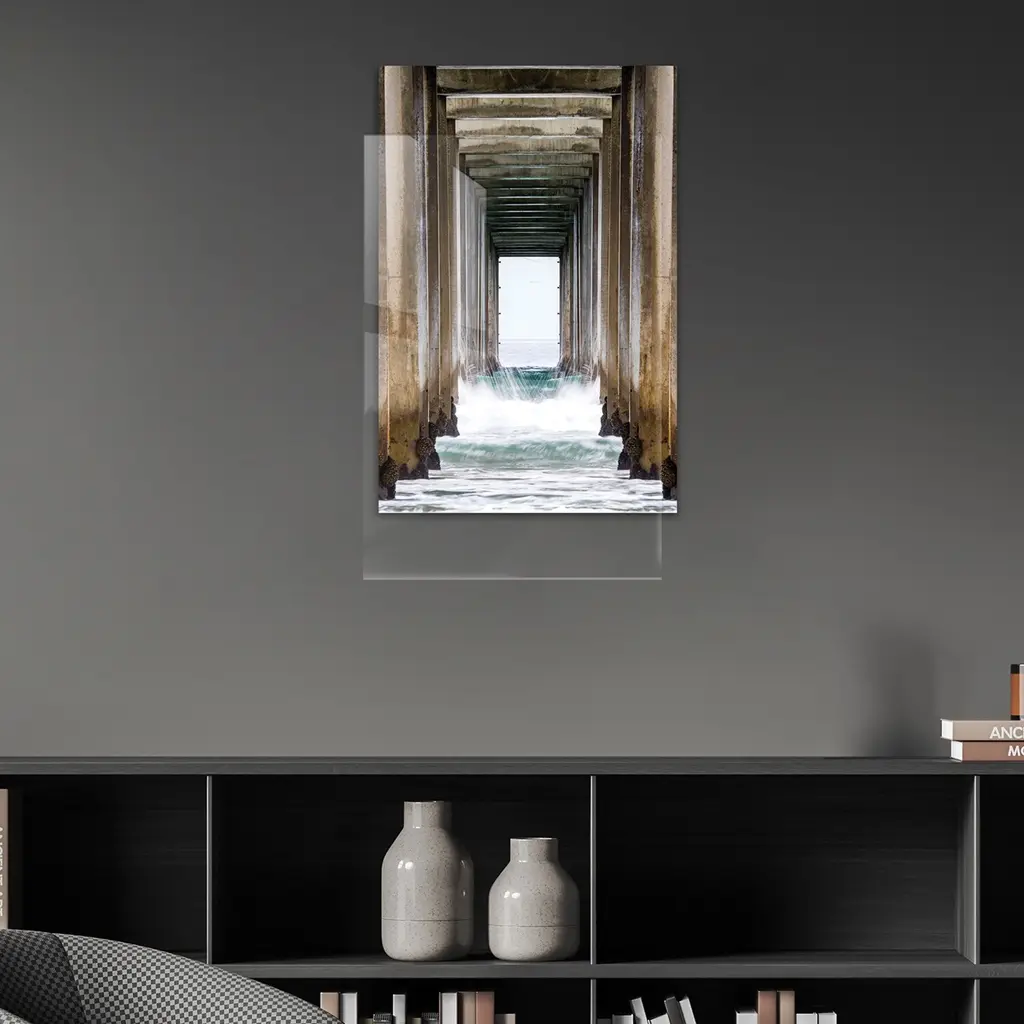 La Jolla Sropps Beach Pier Print On Acrylic Glass By Susanne Kremer - 24x16x0.25
