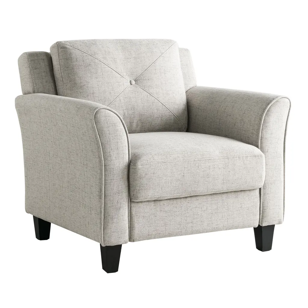 Renne Microfiber Tufted Roll Arm Upholstered Chair