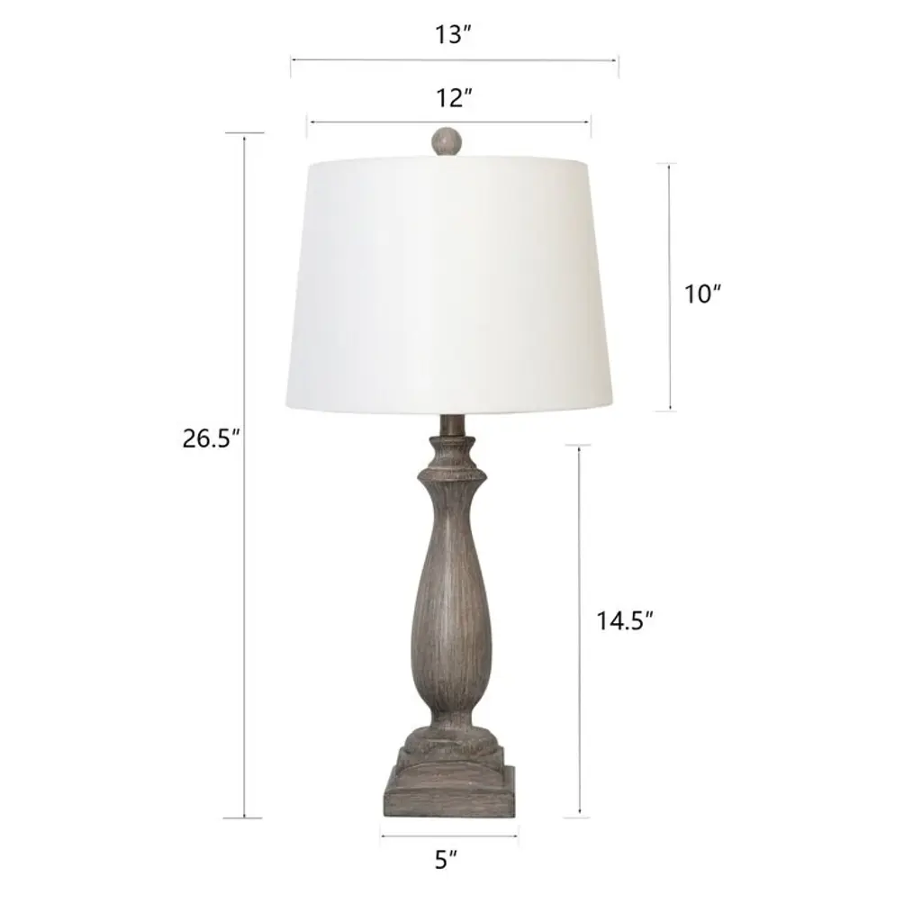 26.5'' Gray Table Lamp Set With Usb - Grey