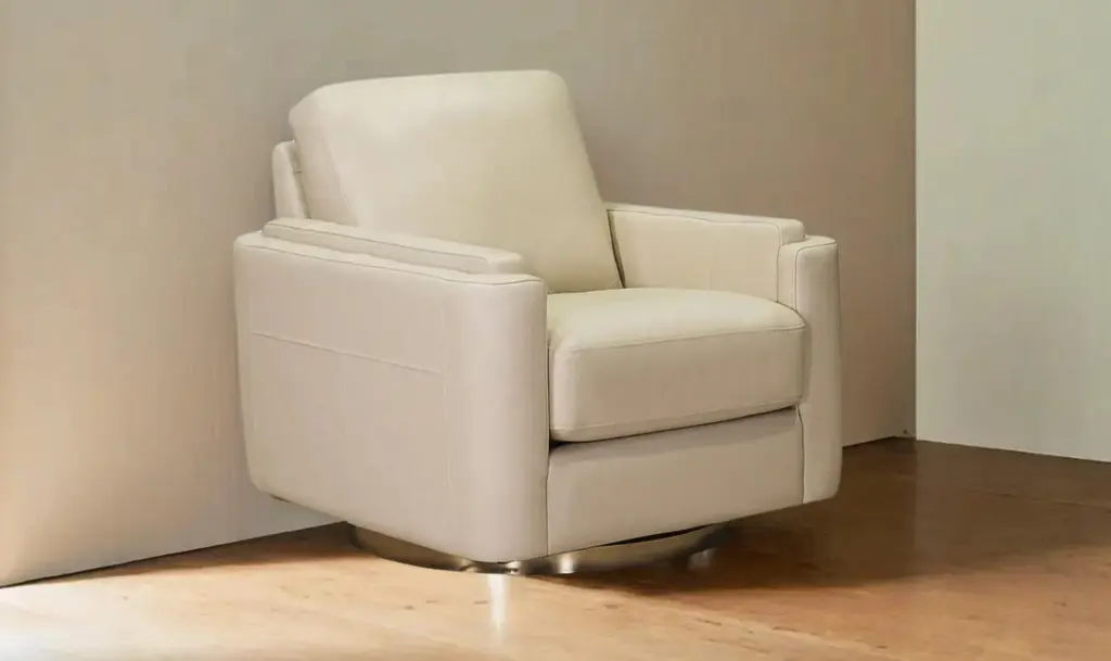 Elm Swivel Leather Chair With Cushion Track Arm