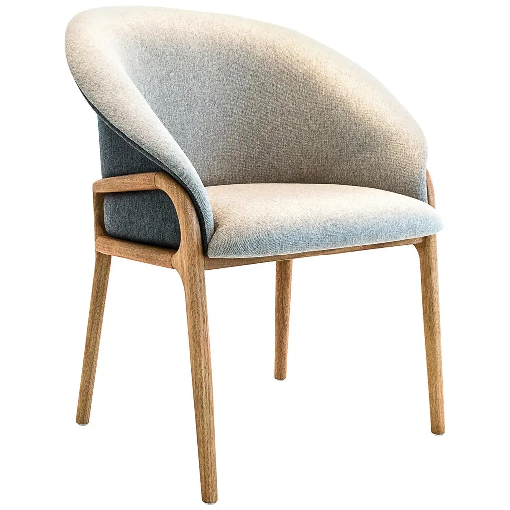 Modern Organic Chair In Solid Wood, Upholstered Flexible Seating