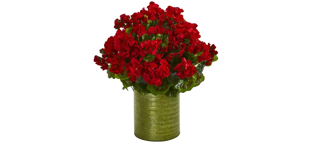 Geranium Artificial Plant In Metal Planter Uv Resistant (Indoor/outdoor)