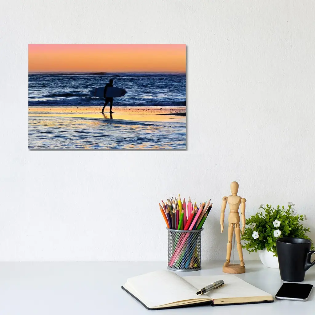 Icanvas "Hanalei Bay Surfer At Sunset " By Susanne Kremer Canvas Print - 8X12x0.75