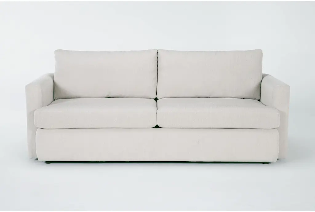 Basil Porcelain White Fabric 85" Sofa | Track Arms | Loose Reversible Back
