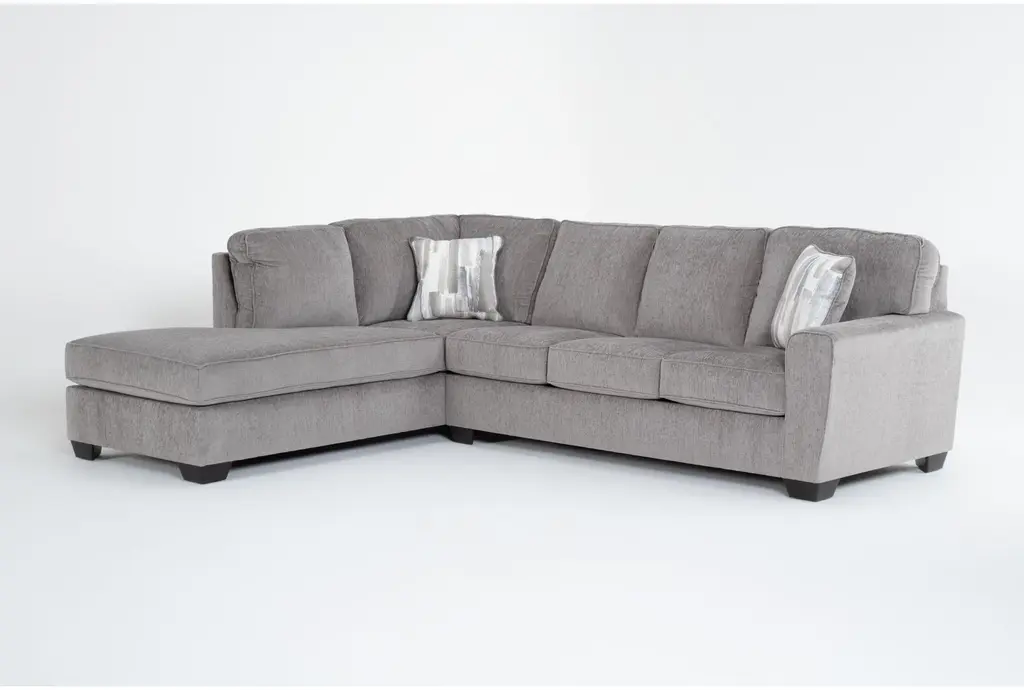 Mcdade Alloy Grey Natural Fabric 115" 2 Piece L-Shaped Sectional With Left Arm Facing Corner Chaise | Track Arms